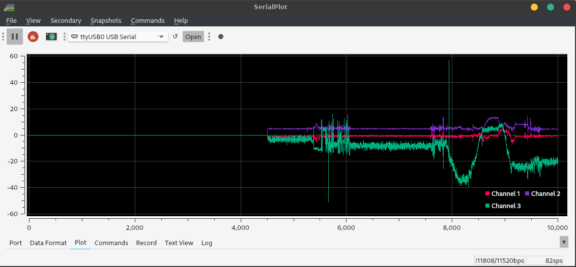 Magnetometer Angle Readings Screenshot