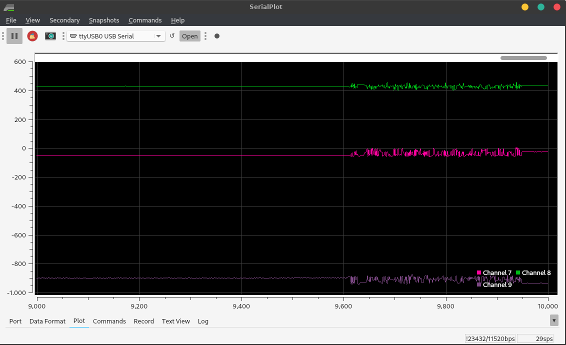 Magnetometer Readings Screenshot